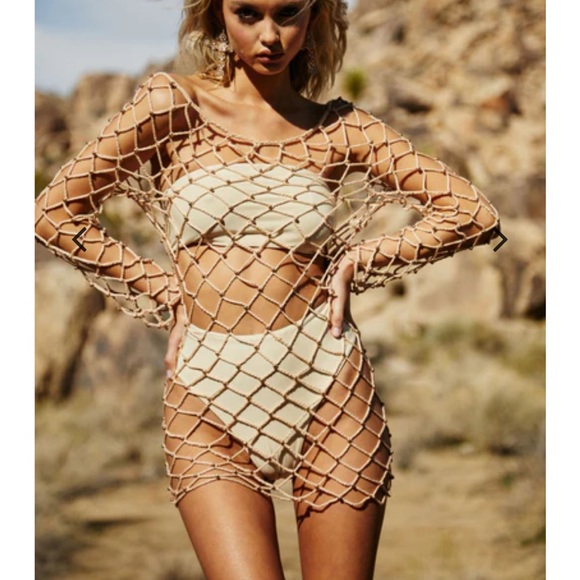Luna B Black Rhinestone Mesh Fishnet Dress Cover Up – Festival / Coachella S/XS - Picture 5 of 7